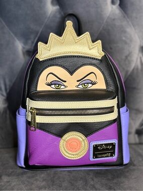 Loungefly Evil Queen Face Mini Backpack - Black, Purple, Gold, Cream